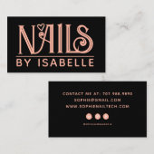 爪、 ネイルテックネイルアーティストピンクブラックビジネスカード 名刺 (正面/裏面)