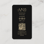 爪、 ネイルテックネイルアーティストブラック金ゴールドドリップモダン 名刺 (裏面)