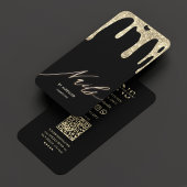 爪、 ネイルテックネイルアーティストブラック金ゴールドドリップモダン 名刺