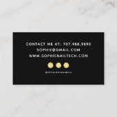 爪、 ネイルテックネイルアーティスト金ゴールドブラックビジネスカード 名刺 (裏面)