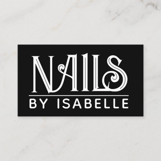 爪、 ネイルテックネイルアーティスト金ゴールドブラックビジネスカード 名刺 (正面)