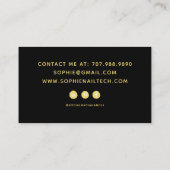 爪、 ネイルテックネイルアーティスト金ゴールドブラックビジネスカード 名刺 (裏面)