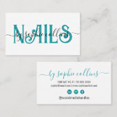 爪、 ネイルテックネイルアートティール（緑がかった色） 名刺 (正面/裏面)