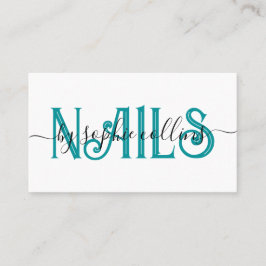 爪、 ネイルテックネイルアートティール（緑がかった色） 名刺