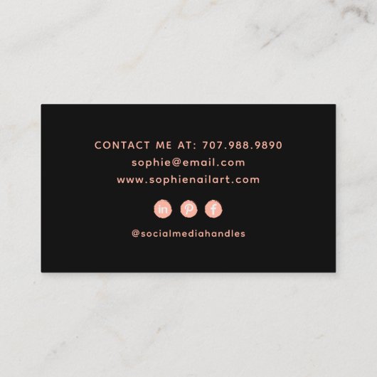 爪、 ネイルテックネイルアートピンクロゴブラック 名刺 (裏面)