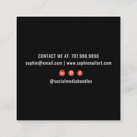 爪、 ネイルテックネイルアートブラック スクエア名刺 (裏面)