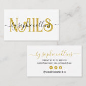 爪、 ネイルテックネイルアート金ゴールドホワイト 名刺 (正面/裏面)