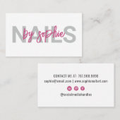 爪、 ネイルテックピンクホワイト 名刺 (正面/裏面)