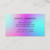 爪、 ネイルテックプロフェッショナルモダンネオンピンク&ブルー 名刺 (裏面)