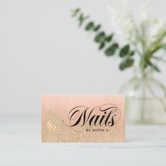 爪、 ネイルテックマニキュリストゴールデングラムサロンビジネス 名刺 (スタンド正面)