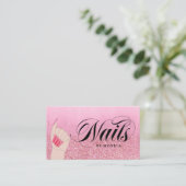 爪、 ネイルテックマニキュリストバラレッドグラムグリッターサロン 名刺 (スタンド正面)