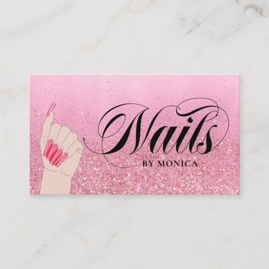 爪、 ネイルテックマニキュリストバラレッドグラムグリッターサロン 名刺 (正面)