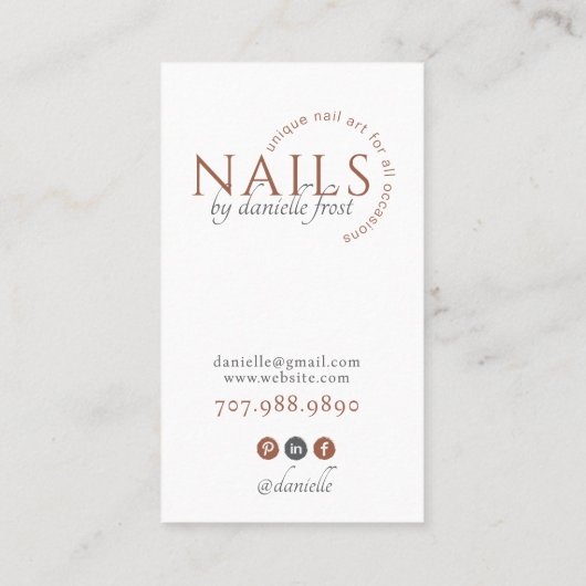 爪、 ネイルテックモダンテラコッタタイポグラフィ 名刺 (裏面)