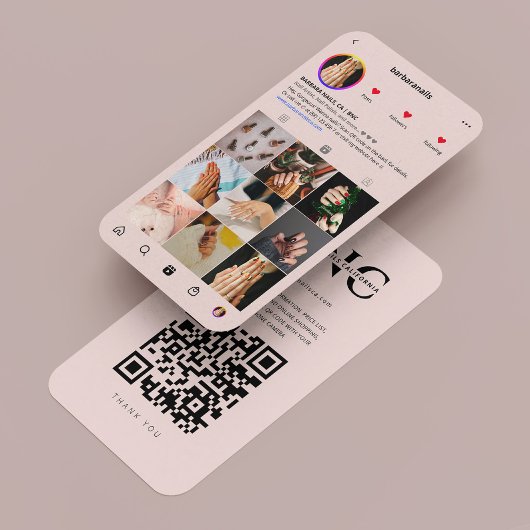 爪、 ネイルテックモダンラッシュスタイリストピンクの名刺 コーリングカード