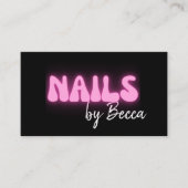 爪、 ネイルテックレトロピンクネオンQRコードトレンディー 名刺 (正面)