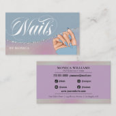 爪、 ネイルテック&サロンブルーレインボーメタリックエレガントブ 名刺 (正面/裏面)