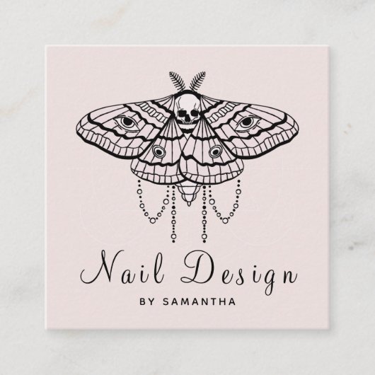 爪、 ネイルデザインアクリルマニキュアペディキュアバタフライ スクエア名刺 (正面)