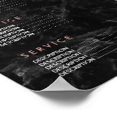 爪、 ネイルバラ金ゴールドスクリプト黒い大理石価格表 ポスター (角)