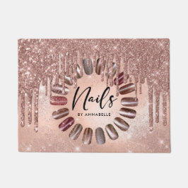 爪、 ネイルバラ金ゴールドタイポグラフィ ドアマット