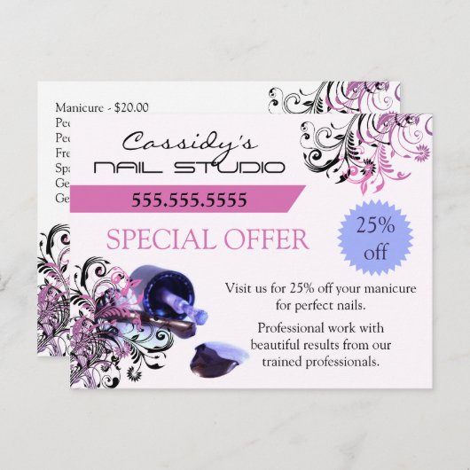 爪、 ネイルバーとネイリストプロモ ポストカード (正面/裏面)