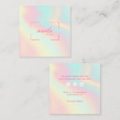 爪、 ネイルバーレディーボスサロンパステルホログラフィック スクエア名刺 (正面/裏面)