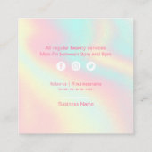 爪、 ネイルバーレディーボスサロンパステルホログラフィック スクエア名刺 (裏面)