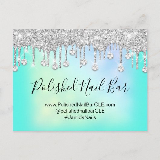 爪、 ネイルバー美しいスタジオホログラフィックシルバーダイヤモンド ポストカード (正面)