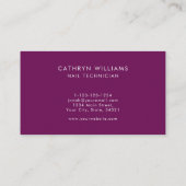 爪、 ネイルパープルアニマルプリントネイリスト 名刺 (裏面)
