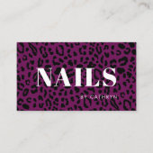 爪、 ネイルパープルアニマルプリントネイリスト 名刺 (正面)