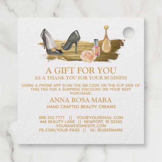 *~*爪、 ネイルヒールBarcode QRコードありがとうギフトラベル フェイバータグ (裏面)