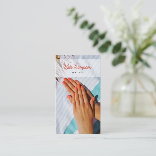 爪、 ネイルビーサロンメイクアップアーティストフォトQRコード 名刺 (スタンド正面)