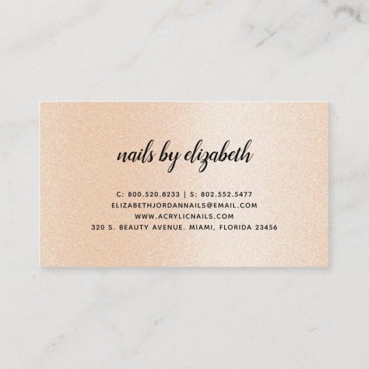 爪、 ネイルフローラブラックバラ金ゴールドグリッター名刺 名刺 (裏面)