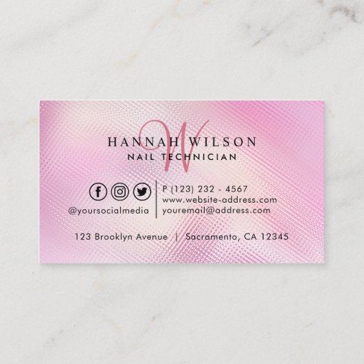 爪、 ネイルホログラフィックタイポグラフィ 名刺 (裏面)