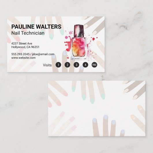 爪、 ネイルボトルとキャップ | マニキュア ロイヤリティカード (正面/裏面)