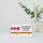 爪、 ネイルポーランドとブラシ |水玉模様 |金ゴールド縁ど 名刺 (スタンド正面)