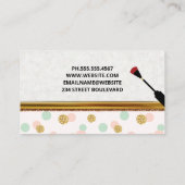 爪、 ネイルポーランドとブラシ |水玉模様 |金ゴールド縁ど 名刺 (裏面)