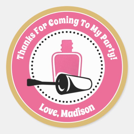 爪、 ネイルポーランドの誕生日パーティー好意ステッカー ラウンドシール (正面)