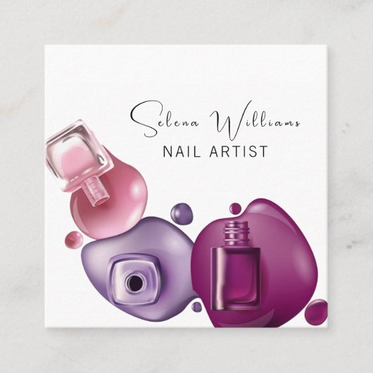爪、 ネイルポーランドアーティスト美しいサロンサービス スクエア名刺 (正面)