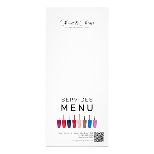 爪、 ネイルポーランドカラーセットネイルサロンサービスメニュー ラックカード (正面)