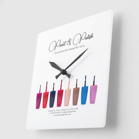 爪、 ネイルポーランドカラーセットネイルサロン スクエア壁時計 (傾斜)