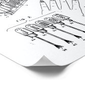 爪、 ネイルポーランドキット1955パテントアートホワイト紙 ポスター (角)