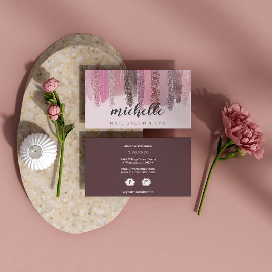 爪、 ネイルポーランドグリッターサロンマニキュアソーシャルメディア 名刺