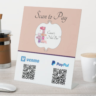 爪、 ネイルポーランドスタックスキャンでQRコードを支払う 台座サイン