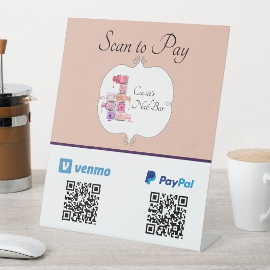 爪、 ネイルポーランドスタックスキャンでQRコードを支払う 台座サイン (インサイチュ)