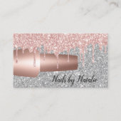 爪、 ネイルポーランドバラ金ゴールドドリップスシルバーグリッターサロン 名刺 (正面)