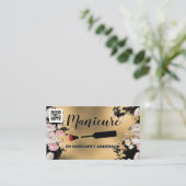 爪、 ネイルポーランドブラシ | 金ゴールド花 | qrコード 予約カード (スタンド正面)