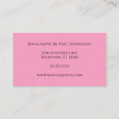 爪、 ネイルポーランドボトルネイルアーティストマニキュリスト 名刺 (裏面)