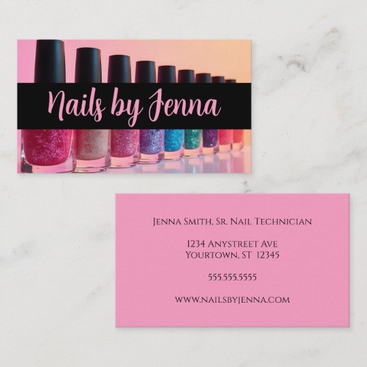 爪、 ネイルポーランドボトルネイルアーティストマニキュリスト 名刺 (正面/裏面)