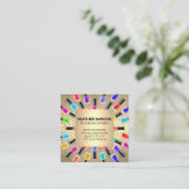 爪、 ネイルポーランドボトルフレーム | 金ゴールド金属片 スクエア名刺 (スタンド正面)