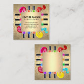 爪、 ネイルポーランドボトルフレーム | 高級金ゴールド スクエア名刺 (正面/裏面)